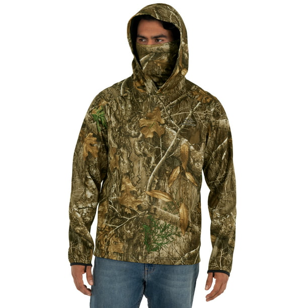 Men’s Mossy Oak or RealTree Performance Camo Hoodie w/ Built-In Face Gaiter